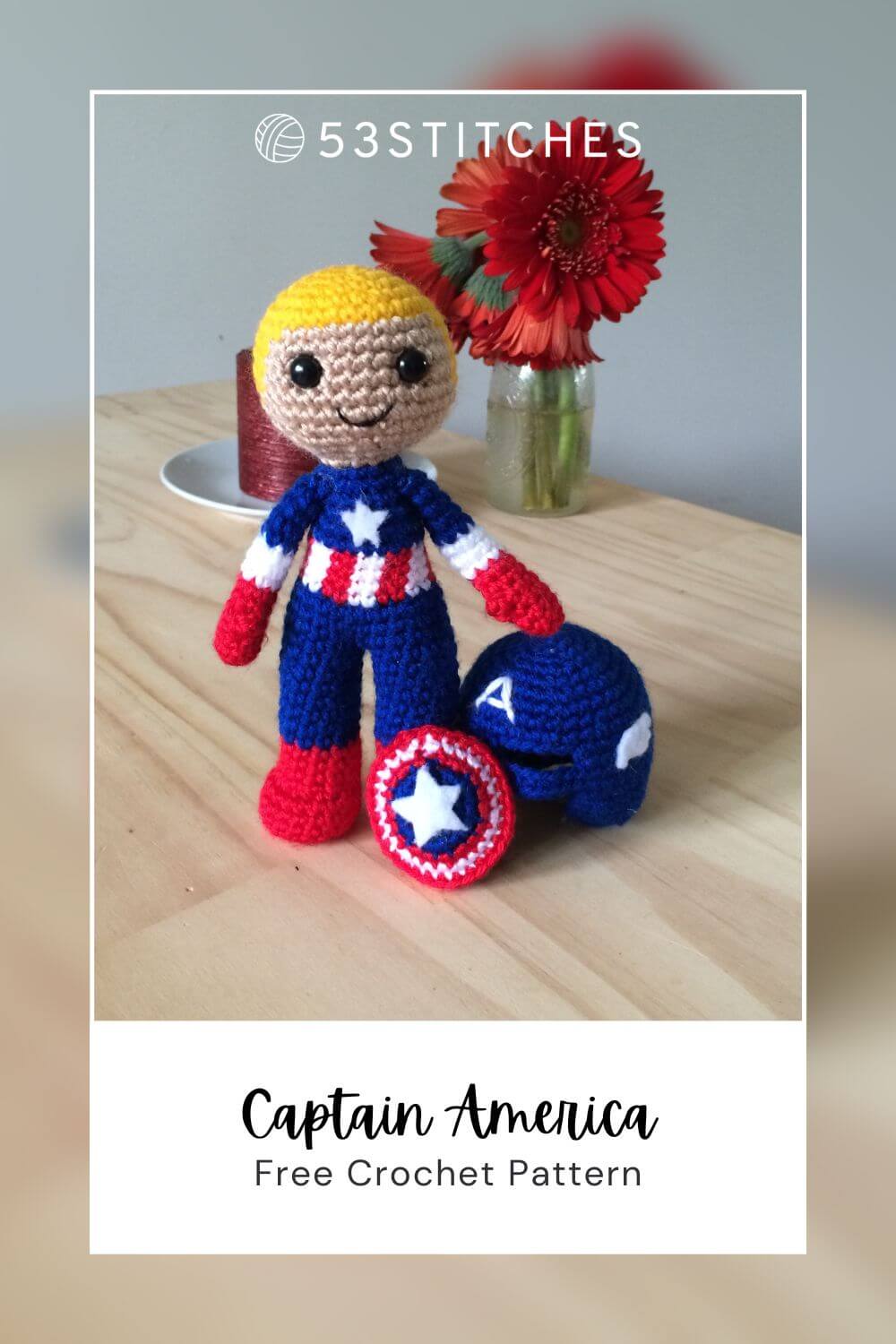 Captain America free amigurumi crochet pattern